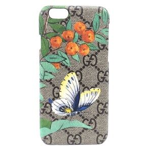 GUCCI Brown Monogram Logo Butterfly Flower IPhone6 Accessory Phone Case NEW